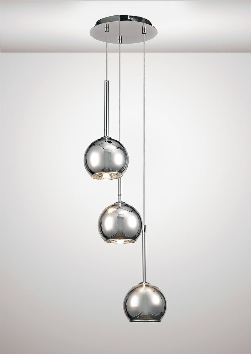 Deco Regina Pendant 3 Light G9 Polished Chrome/Chrome Plated Glass • D0103