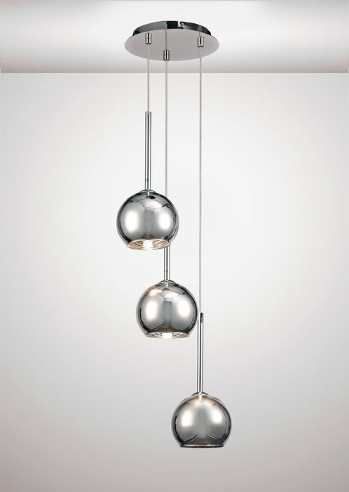 Deco Regina Pendant 3 Light G9 Polished Chrome/Chrome Plated Glass • D0103