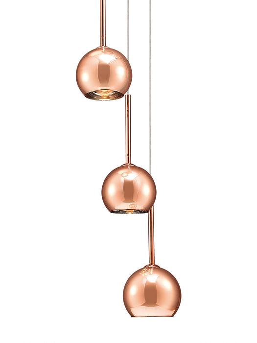 Deco Regina Pendant 3 Light G9 Copper/Copper Glass • D0104