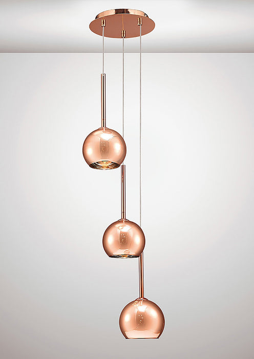 Deco Regina Pendant 3 Light G9 Copper/Copper Glass • D0104