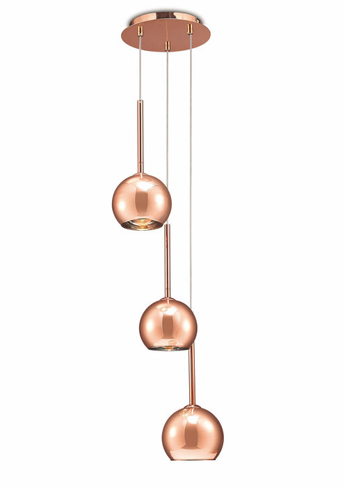 Deco Regina Pendant 3 Light G9 Copper/Copper Glass • D0104