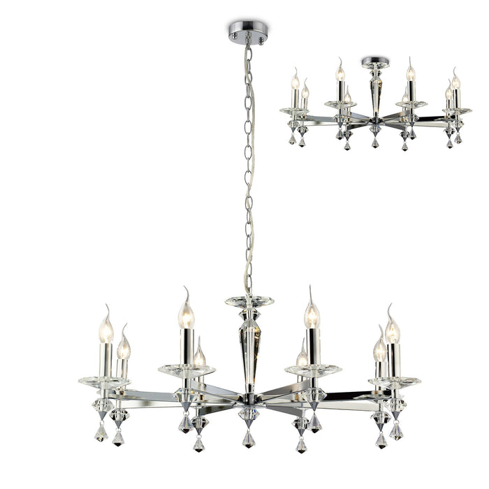 Diyas IL30598 Renzo Pendant Semi-Flush Convertible 8 Light Polished Chrome/Crystal • IL30598