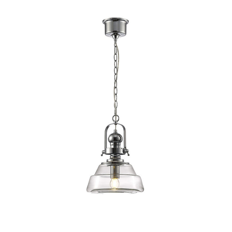 Diyas Reyna Single Small Pendant 1 Light E27 Polished Chrome/Clear Glass • IL31590