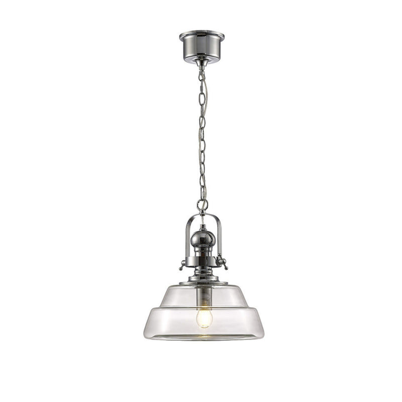 Diyas Reyna Single Medium Pendant 1 Light E27 Polished Chrome/Clear Glass • IL31591