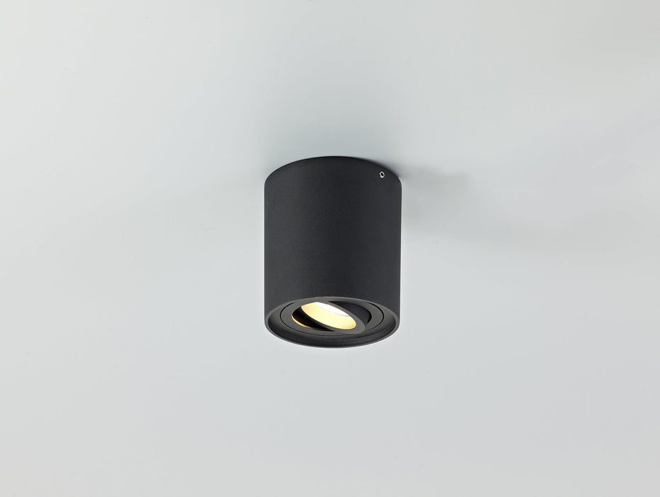 Deco Rico Adjustable Cylinder Spotlight, 1 Light GU10, Sand Black • D0478