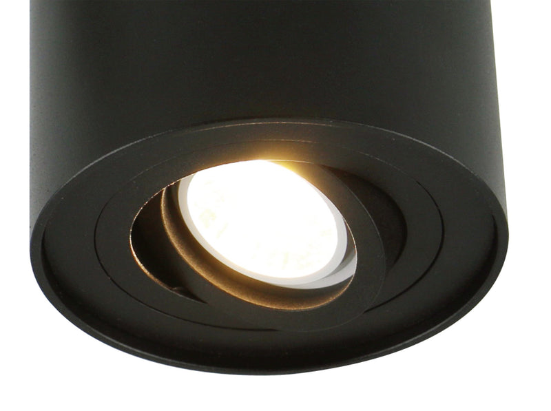 Deco Rico Adjustable Cylinder Spotlight, 1 Light GU10, Sand Black • D0478