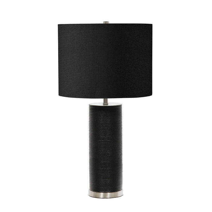 Elstead Lighting RIPPLE-TL-BLK Ripple Black Single Light Table Lamp Complete With Black Faux Linen Shade
