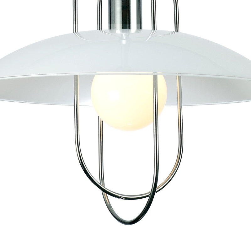 Deco Riva Rise & Fall Pendant 1 Light E27, Polished Chrome/Opal White Glass Shade • D0265