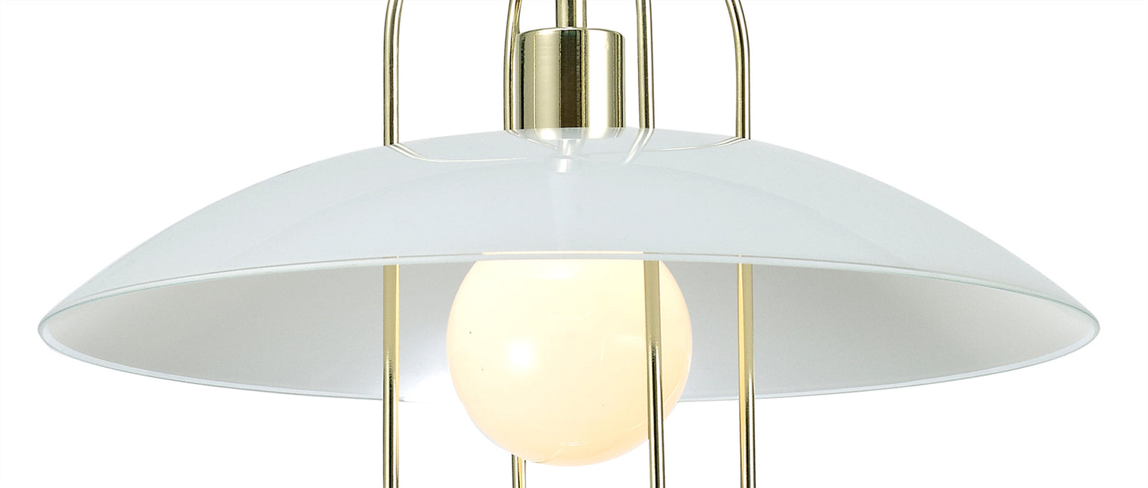 Deco Riva Rise & Fall Pendant 1 Light E27, Polished Brass/Opal White Glass Shade • D0266