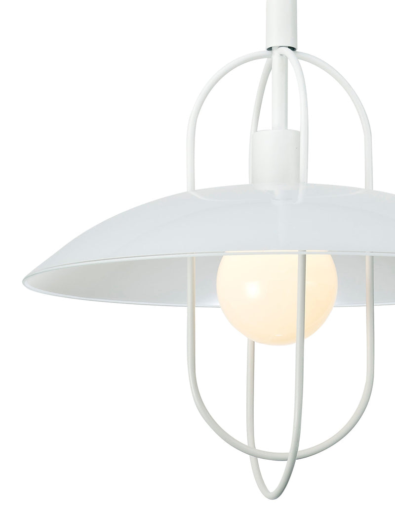Deco Riva Rise & Fall Pendant 1 Light E27, Matt White/Opal White Glass Shade • D0268