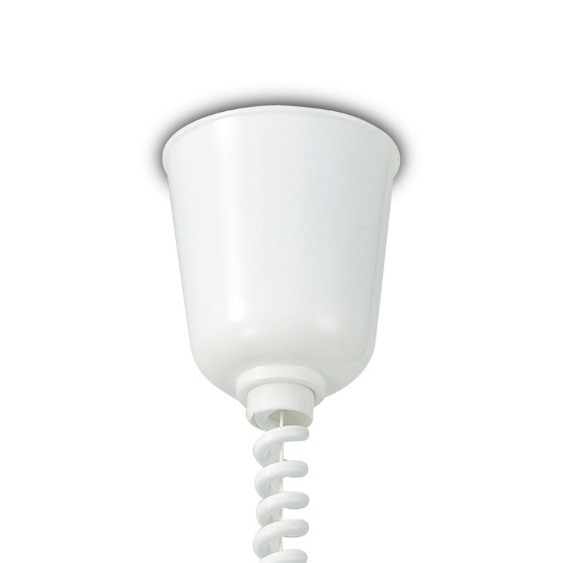 Deco Riva Rise & Fall Pendant 1 Light E27, Matt White/Opal White Glass Shade • D0268