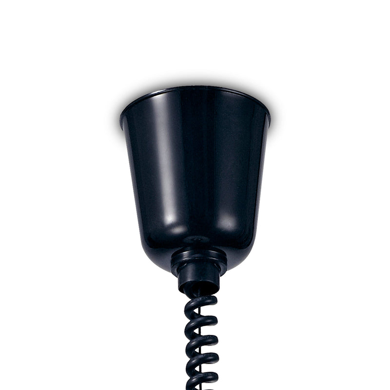 Deco Riva Rise & Fall Pendant 1 Light E27, Matt Black/Opal White Glass Shade • D0269