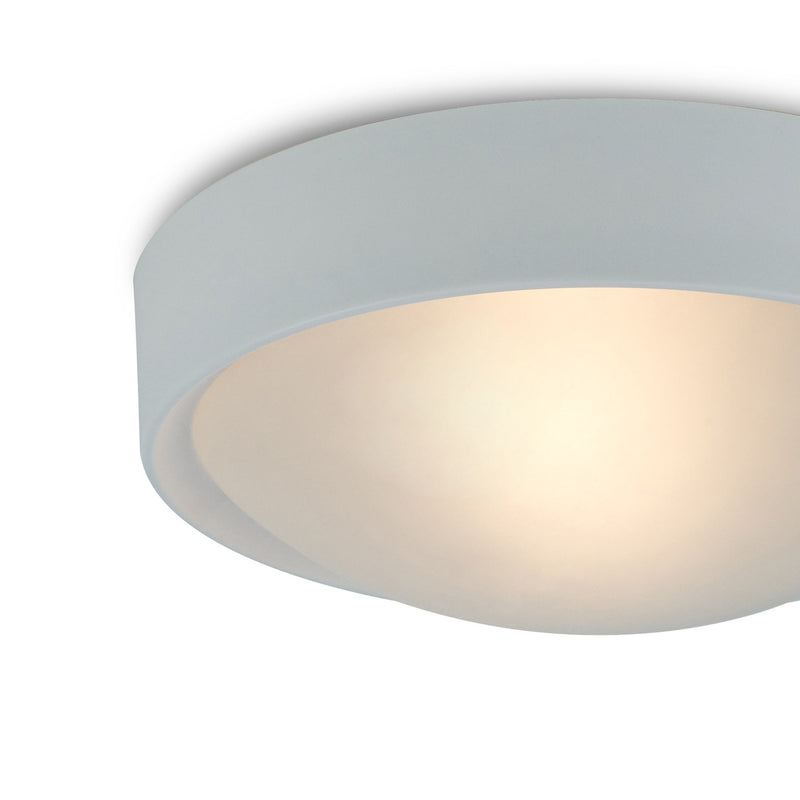 Deco Rondo IP44 1 Light E27 Flush Ceiling Light, White Frame With Frosted Glass • D0398