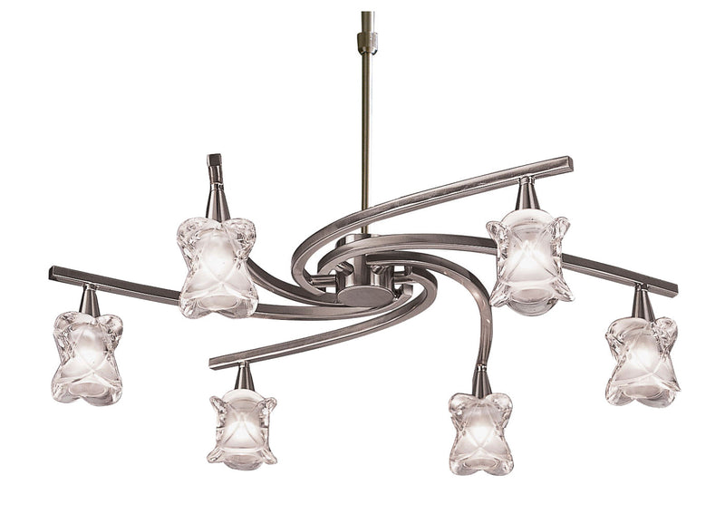 Mantra M0033 Rosa Del Desierto Telescopic Pendant Semi Flush Convertible 6 Light G9, Satin Nickel • M0033