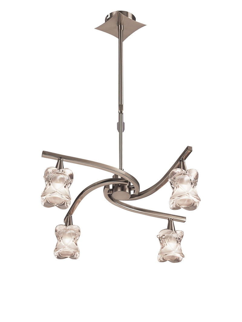 Mantra M0034 Rosa Del Desierto Telescopic Pendant Semi Flush Convertible 4 Light G9, Satin Nickel • M0034