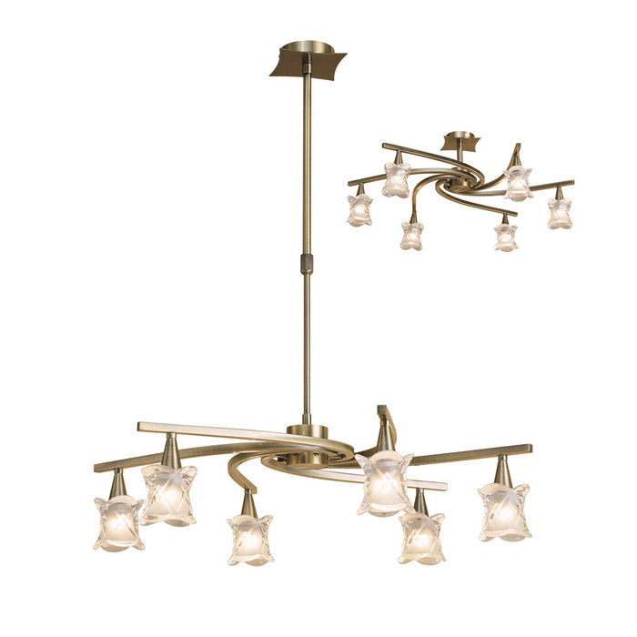 Mantra M0033AB Rosa Del Desierto TelescopicPendant Semi Flush Convertible 6 Light G9, Antique Brass • M0033AB