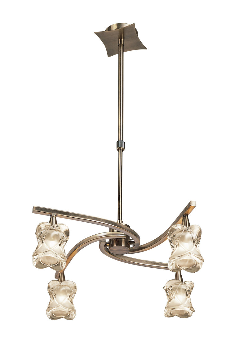 Mantra M0034AB Rosa Del Desierto Telescopic Pendant Semi Flush Convertible 4 Light G9, Antique Brass  • M0034AB