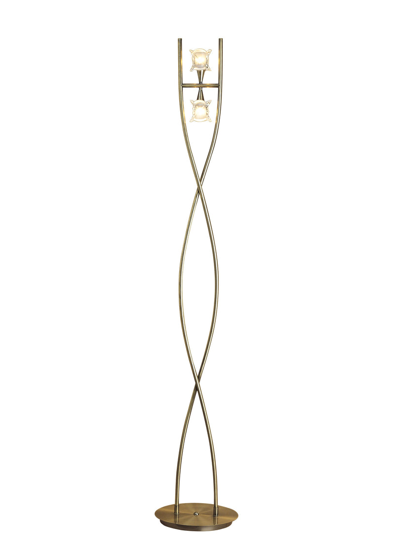 Mantra M0054AB Rosa Del Desierto Floor Lamp 2 Light G9, Antique Brass • M0054AB