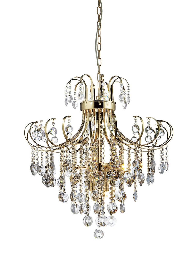 Diyas Rosina Pendant 7 Light G9 French Gold/Crystal • IL32056