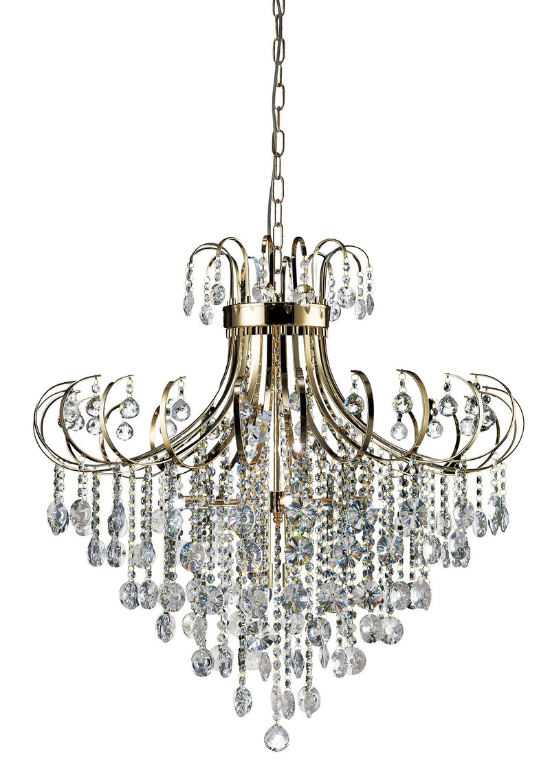 Diyas Rosina Pendant 8 Light G9 French Gold/Crystal Item Weight: 21kg • IL32058