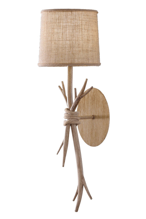 Mantra M6180 Sabina Wall Lamp, 1 x E27 (Max 40W), Imitation Wood, Linen Shade • M6180