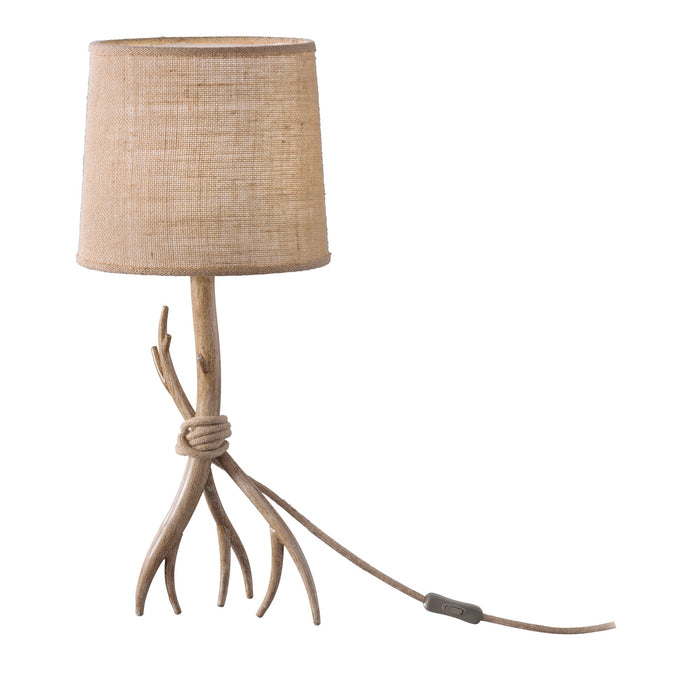 Mantra M6181 Sabina Table Lamp 57cm, 1 x E27 (Max 40W), Imitation Wood, Linen Shade • M6181