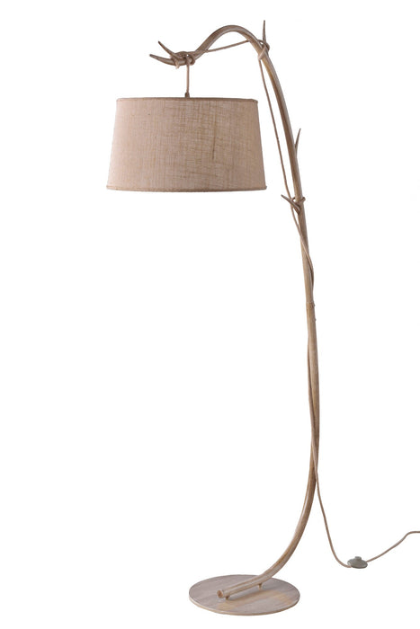 Mantra M6182 Sabina Floor Lamp 182cm, 1 x E27 (Max 40W), Imitation Wood, Linen Shade Item Weight: 18.2kg • M6182