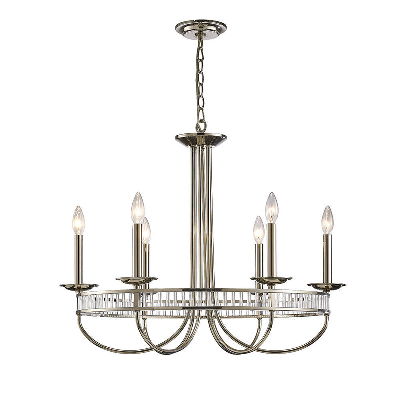Diyas Saskia Round Pendant 6 Light E14 Polished Nickel/Crystal • IL31705