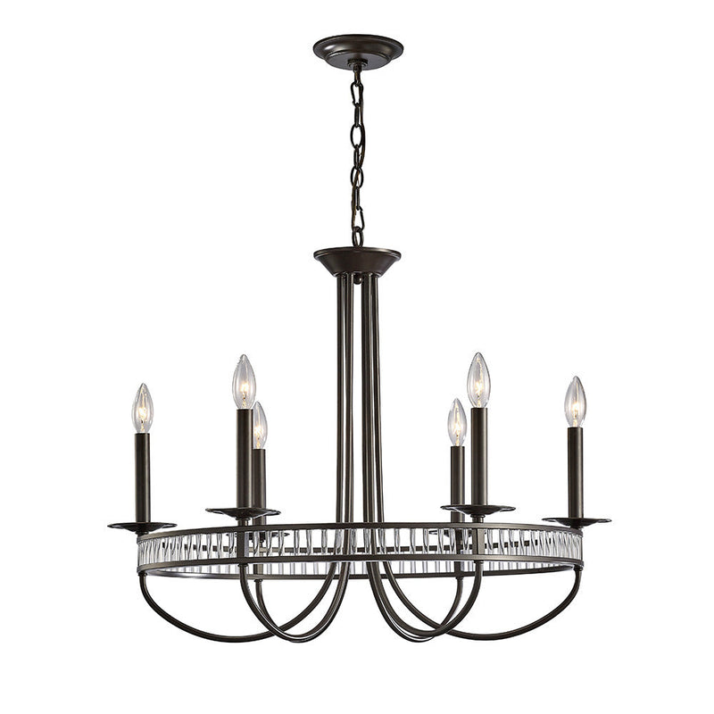 Diyas Saskia Round Pendant 6 Light E14 Aged Bronze/Crystal • IL31706