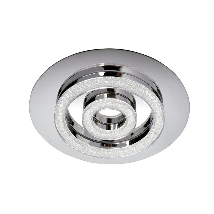 Mantra M5115 Saturno Flush Light 35cm Round 18W LED 4000K, 1800lm, Polished Chrome/ Sand Diamond, 3yrs Warranty • M5115