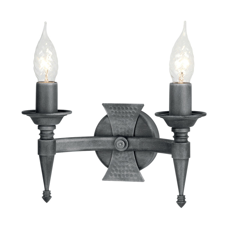 Elstead Lighting SAX2 BLK/SIL Saxon 2 Light Wall Light Black/Silver Finish