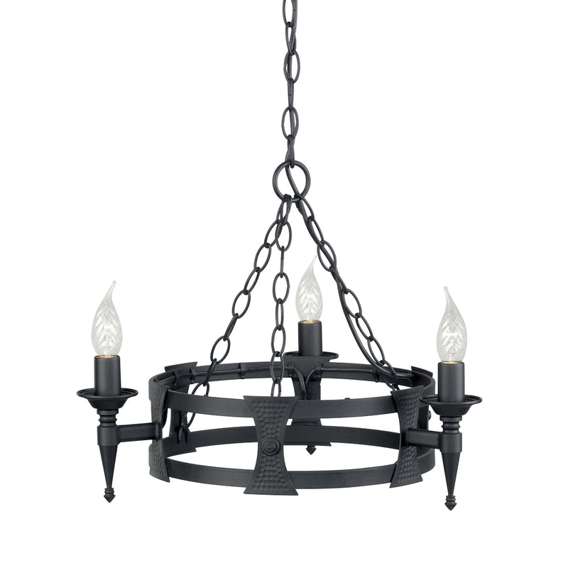 Elstead Lighting SAX3 BLK Saxon 3 Light Chandelier Black Finish
