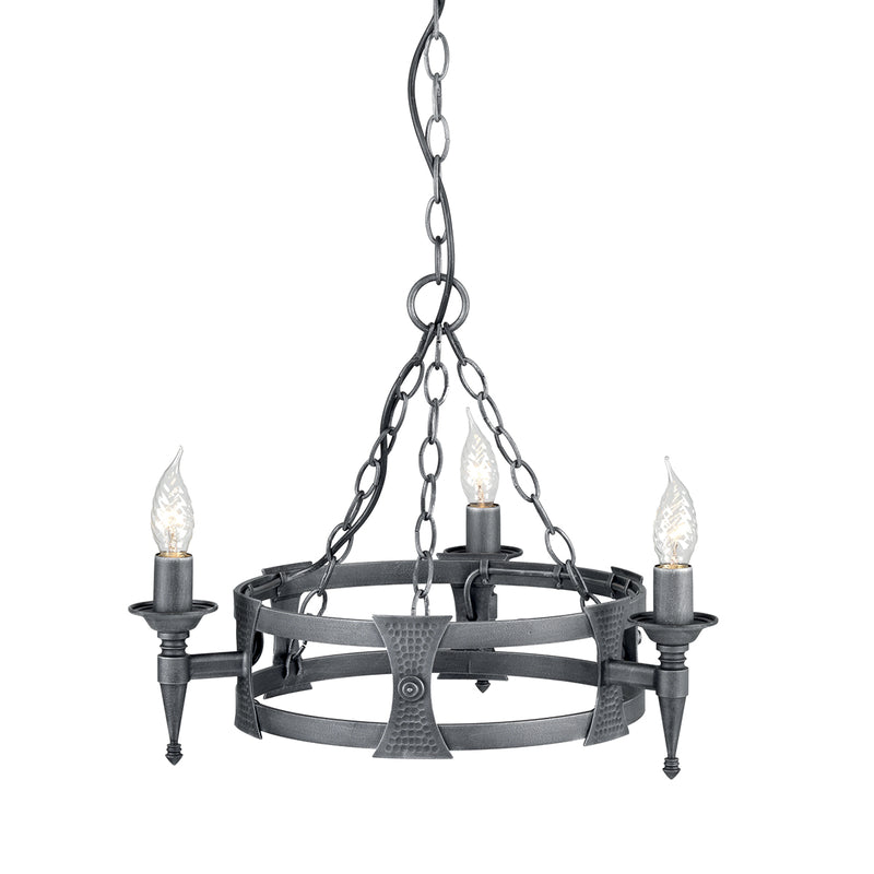 Elstead Lighting SAX3 BLK/SIL Saxon 3 Light Chandelier Black/Silver Finish