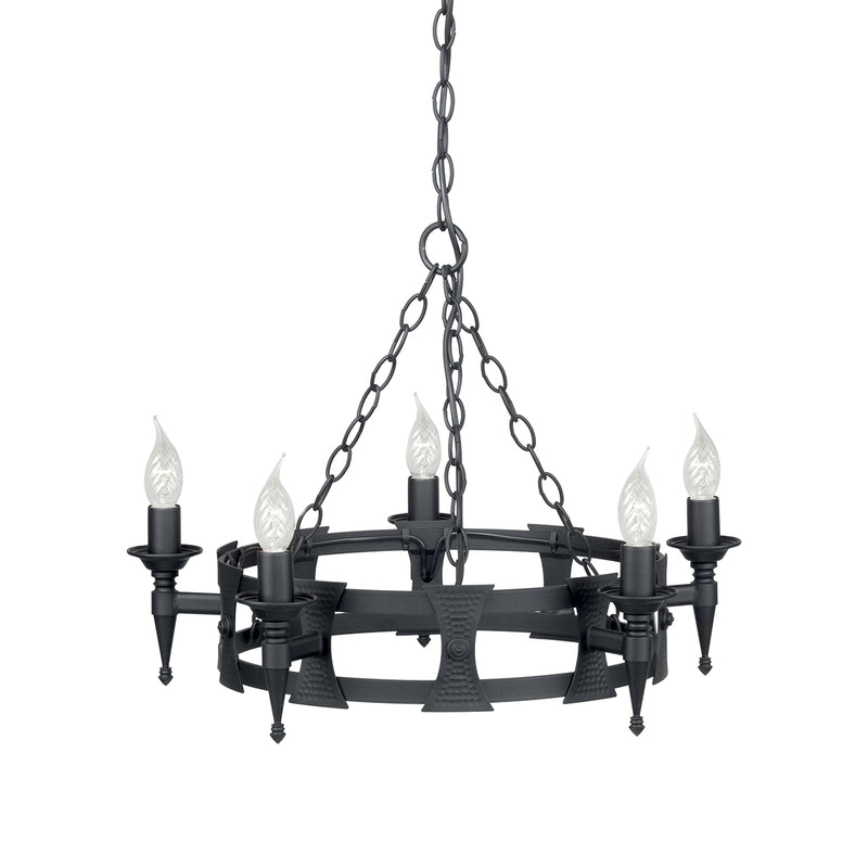 Elstead Lighting SAX5 BLK Saxon 5 Light Chandelier Black Finish