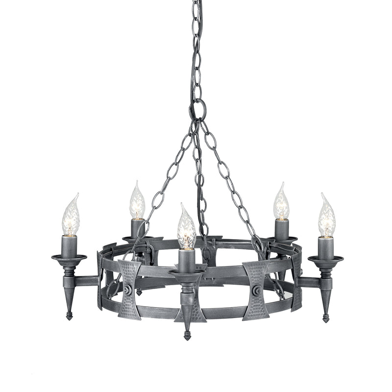 Elstead Lighting SAX5 BLK/SIL Saxon 5 Light Chandelier Black/Silver Finish
