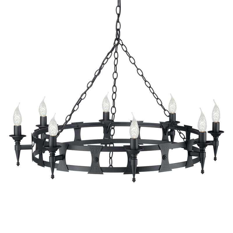 Elstead Lighting SAX8 BLK Saxon 8 Light Chandelier Black Finish