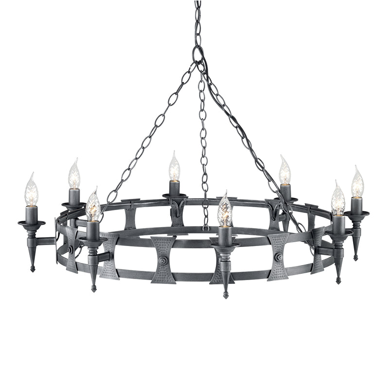 Elstead Lighting SAX8 BLK/SIL Saxon 8 Light Chandelier Black/Silver Finish