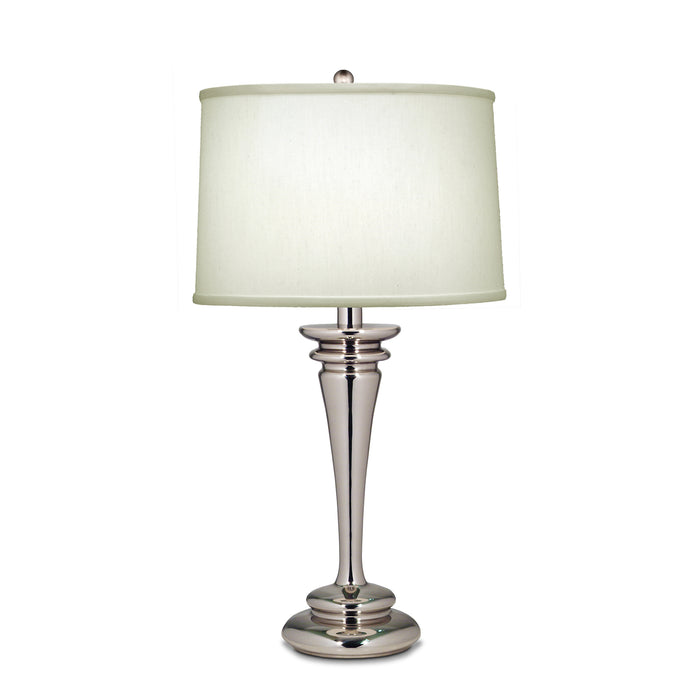 Elstead Lighting SF-BROOKLYN Brooklyn Single Light Table Lamp in Polished Nickel Finish Complete With Off Pearl Supreme Shade