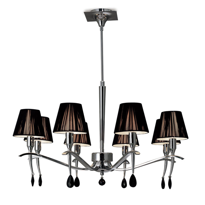 Mantra M0341 Siena Pendant Round 8 Light E14, Polished Chrome With Black Shades And Black Crystal • M0341