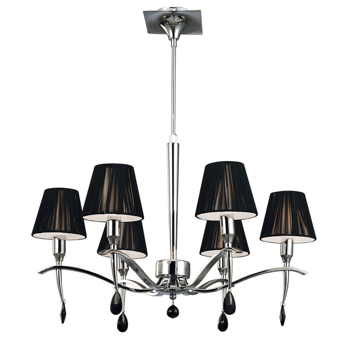 Mantra M0342 Siena Pendant Round 6 Light E14, Polished Chrome With Black Shades And Black Crystal • M0342