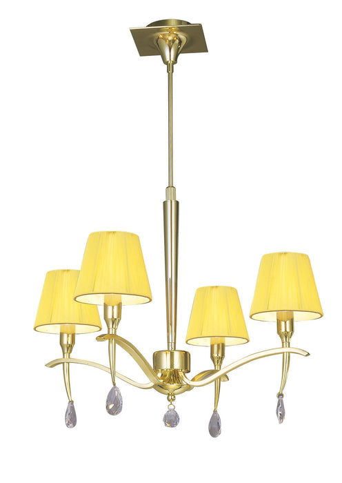 Mantra M0343PB Siena Pendant Round 4 Light E14, Polished Brass With Amber Cream Shades And Clear Crystal • M0343PB