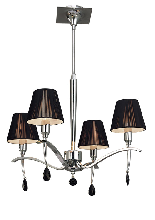 Mantra M0343 Siena Pendant Round 4 Light E14, Polished Chrome With Black Shades And Black Crystal • M0343