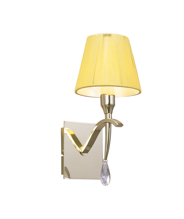 Mantra M0347PB/S Siena Wall Lamp Switched 1 Light E14, Polished Brass With Amber Cream Shade And Clear Crystal • M0347PB/S