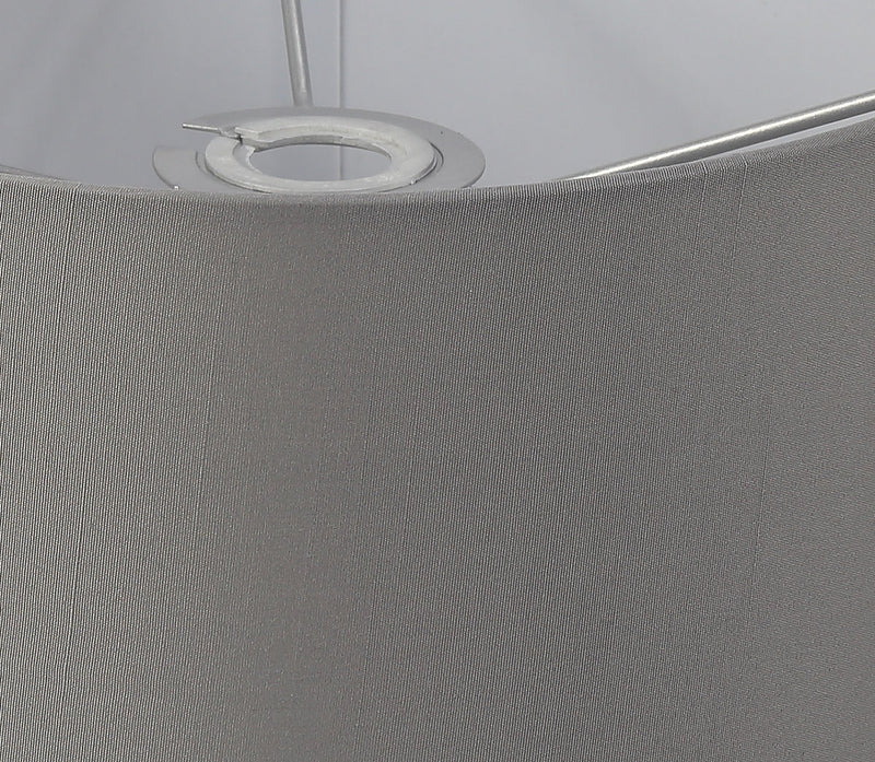 Deco Sigma Round Cylinder, 300 x 170mm Faux Silk Fabric Shade, Grey/White Laminate • D0054