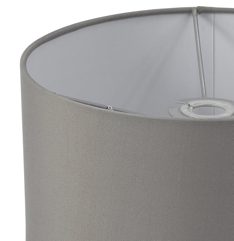 Deco Sigma Round Cylinder, 300 x 170mm Faux Silk Fabric Shade, Grey/White Laminate • D0054