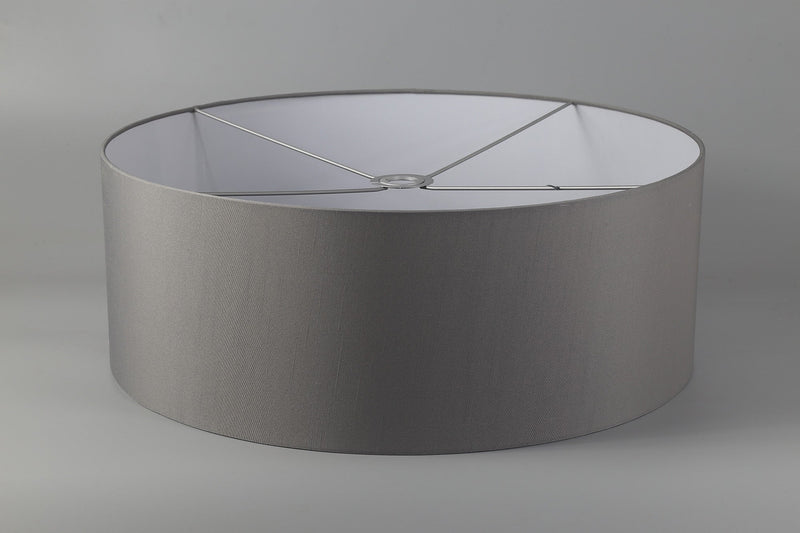 Deco Sigma Round Cylinder, 600 x 220mm Faux Silk Fabric Shade, Grey/White Laminate • D0057