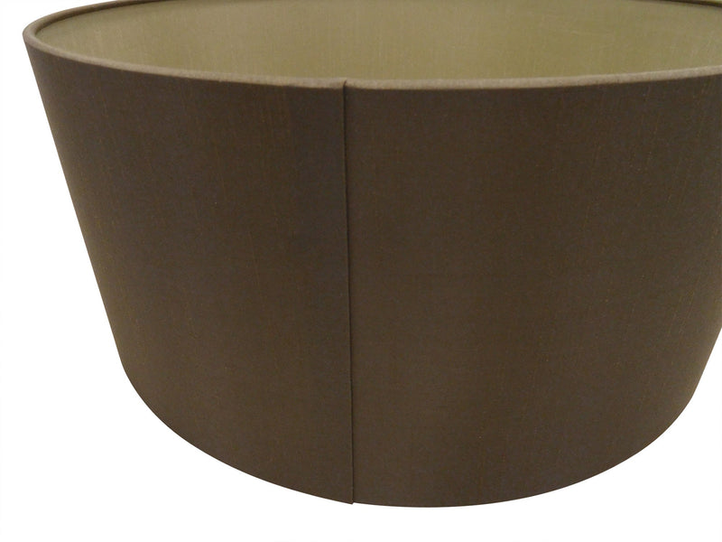 Deco Sigma Round Cylinder, 600 x 220mm Dual Faux Silk Fabric Shade, Raw Cocoa/Grecian Bronze • D0288