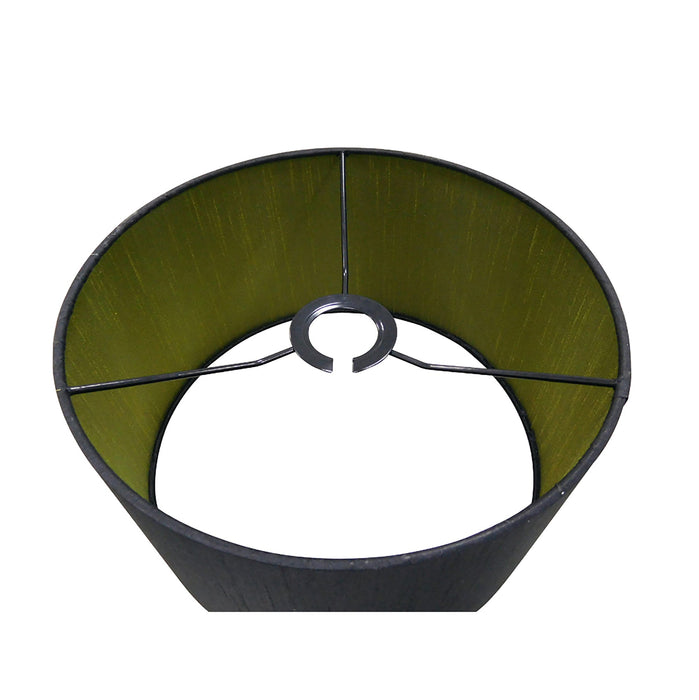 Deco Sigma Round Cylinder, 300 x 170mm Dual Faux Silk Fabric Shade, Midnight Black/Green Olive • D0289