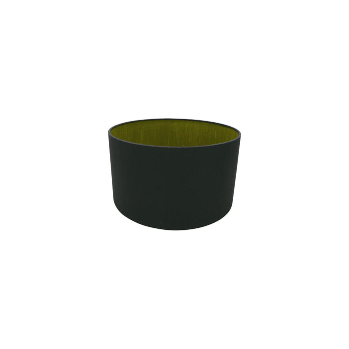 Deco Sigma Round Cylinder, 300 x 170mm Dual Faux Silk Fabric Shade, Midnight Black/Green Olive • D0289