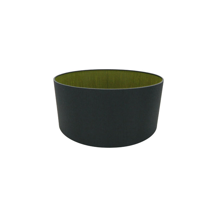 Deco Sigma Round Cylinder, 400 x 180mm Dual Faux Silk Fabric Shade, Midnight Black/Green Olive • D0290